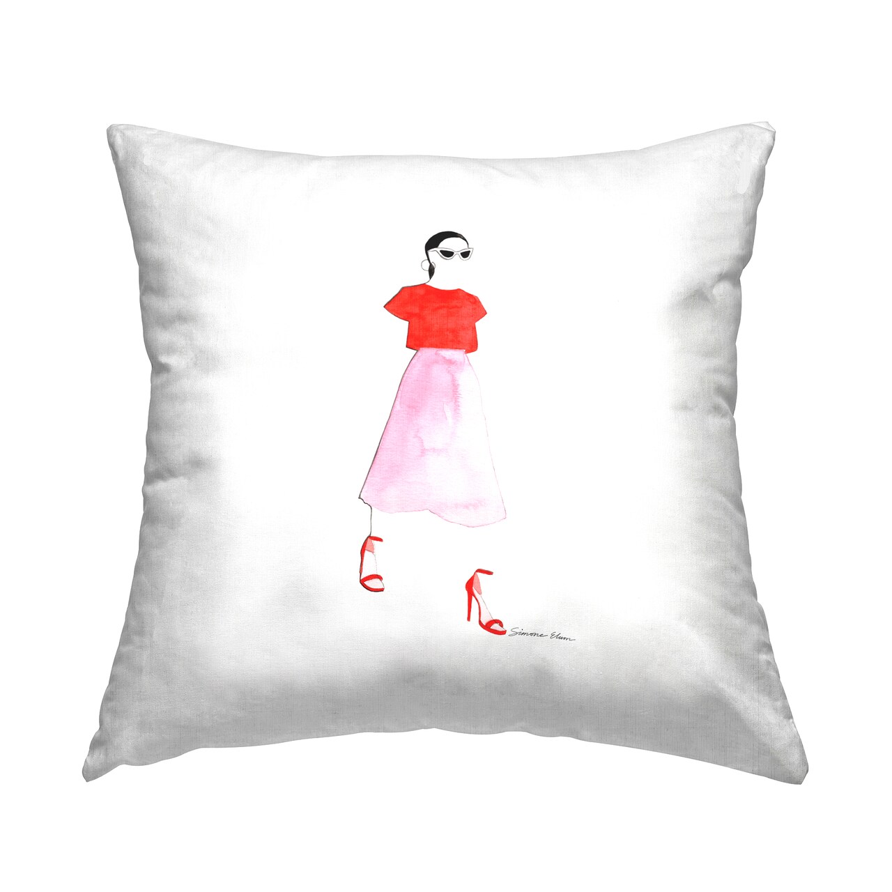 Stupell Industries Pink & Red Trendy Girl Decorative Printed Throw Pillow
